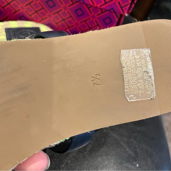 Tory Burch Green Striped Espadrille Sandals - Picture 6 of 7